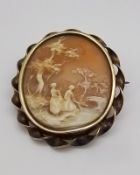 Muschelcamee Brosche, um 1900