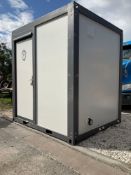 UNUSED PORTABLE BATHROOM UNIT WITH VANITY, SHOWER, TOILET, WINDOW, SINK, EXHAUST FAN, LIGHTS, PAPER