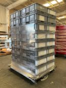 ( 1 ) PALLET OF ASSORTED PLASTIC CRATES & SOME BINS