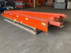 CROSSBEAMS FOR PALLET RACKING, APPROX 27...TOTAL, ASSORTED SIZES, APPROX 8FT & 10FT & 12FT