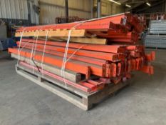 CROSSBEAMS FOR PALLET RACKING, APPROX 63...TOTAL, ASSORTED SIZES, APPROX 8FT & 10FT