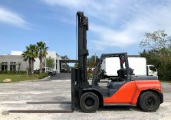 TOYOTA FORKLIFT MODEL 8FG80U; LP POWERED; APPROX MAX CAPACITY 15600 LB; APPROX MAX LIFT HEIGHT 21...