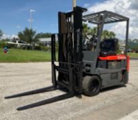 TOYOTA FORKLIFT MODEL 5FBE15, ELECTRIC, APPROX MAX CAPACITY 3,000 LBS,, MAX HEIGHT 107IN, TILT, S...