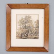 HOPPENBROUWERS, Johannes Franciscus: Flusslandschaft mit Steg