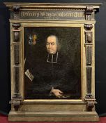 Unbekannter Künstler, 17./18. Jh., Portrait eines Geistlichen mit Wappen, Inschrift: Vordeutung
