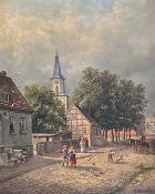 Adolf Chevalier, Dorfidyll, Öl/Lwd, signiert, 58 x 47 cm. Adolf Chevalier, Village idyll, oil on