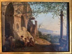Franz Ludwig CATEL (1778-1856), Landschaft mit Ruinen, im Vordergrund eine Figurenszene mit Ausblick