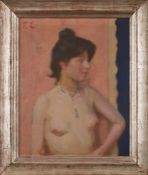 Fritz Erler (1868 Frankenstein/Schlesien - 1940 München). Weiblicher Halbakt, stehend. Signiert
