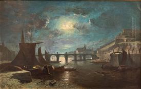 Franz LEINECKER (1825-1917), Blick über den Main auf die alte Mainbrücke, die Festung und das