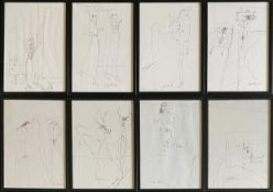 Paul WUNDERLICH (1927-2010), 8 original Zeichnungen mit Kugelschreiber, alle handsigniert und