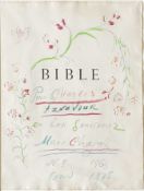 Marc Chagall (1887 - 1985): Zeichnung in Kugelschreiber und Kreide (Blütenranken und Vögelchen)