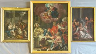 ,Franken, 18./19. Jh., 3 religiöse Darstellungen, Altersspuren: Die Folter des Heiligen Nepomuk, mit