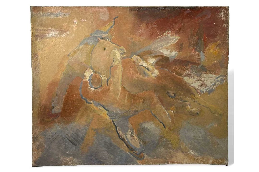 Unidentifizierter Künstler, Expressionist um 1920, Ölgemälde, expressiver Reiter, unbekannt - Bild 1 aus 8