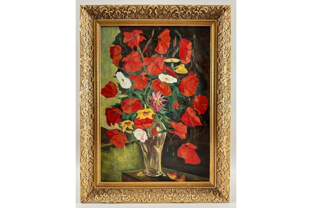 Monogrammist A.H. , Ölgemälde Stillleben mit Mohn - Bild 1 aus 8