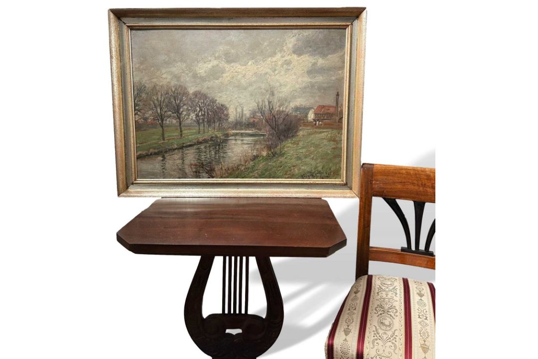 Müller, Eduard Josef (1851-1922), Ölgemälde um 1915 Nidda bei Eschersheim Frankfurt am Main - Bild 2 aus 8