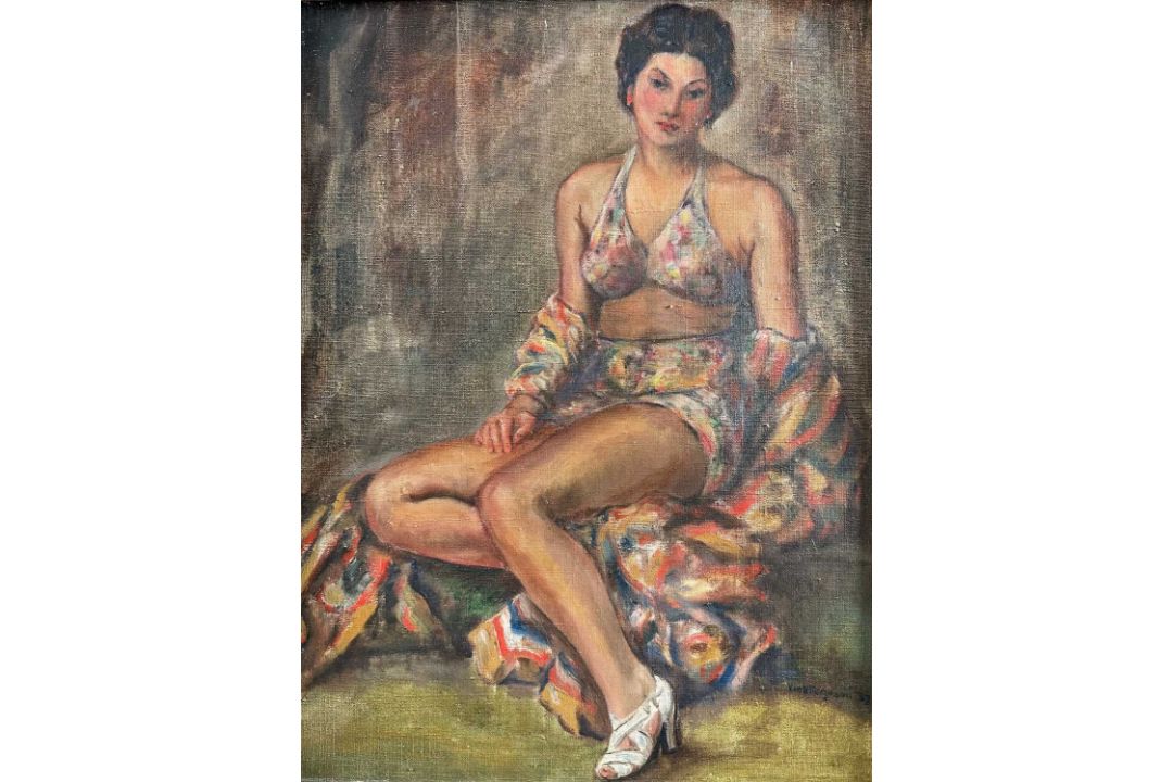 Van Hood Ferguson (1903-1988), Ölgemälde um 1937 Portait Dame Schauspielerin wohl Joan Gardner - Bild 3 aus 12