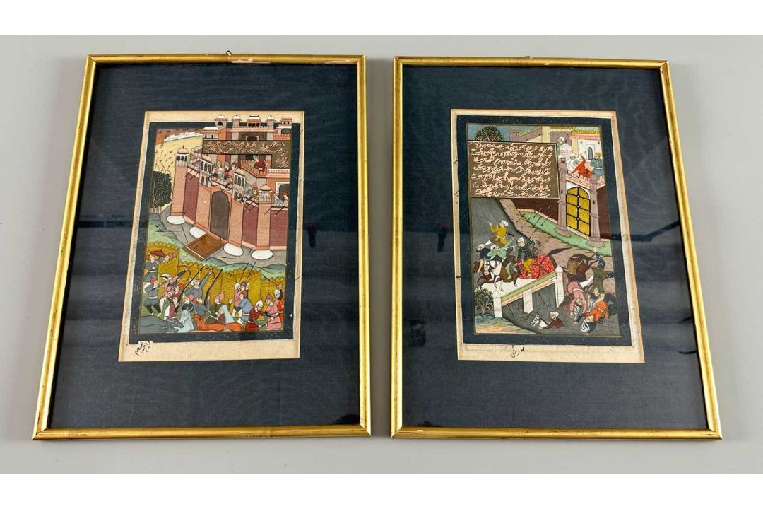 Musavvir, Mu‘in (1617-1708) Nachfolger, Persien 2 Stück Malereien, rückseitig jeweils Handschrift - Bild 1 aus 7