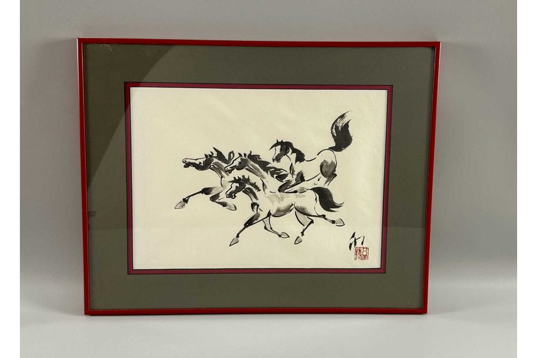 Beihong, Xu (1895-1953) nach, Tusche Malerei signiert 币 , Pferde - Bild 1 aus 6