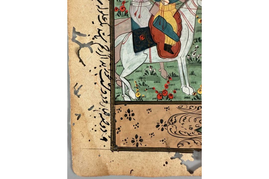Musavvir, Mu‘in (1617-1708) Nachfolger, Persien Malerei, rückseitig Handschrift - Bild 3 aus 6