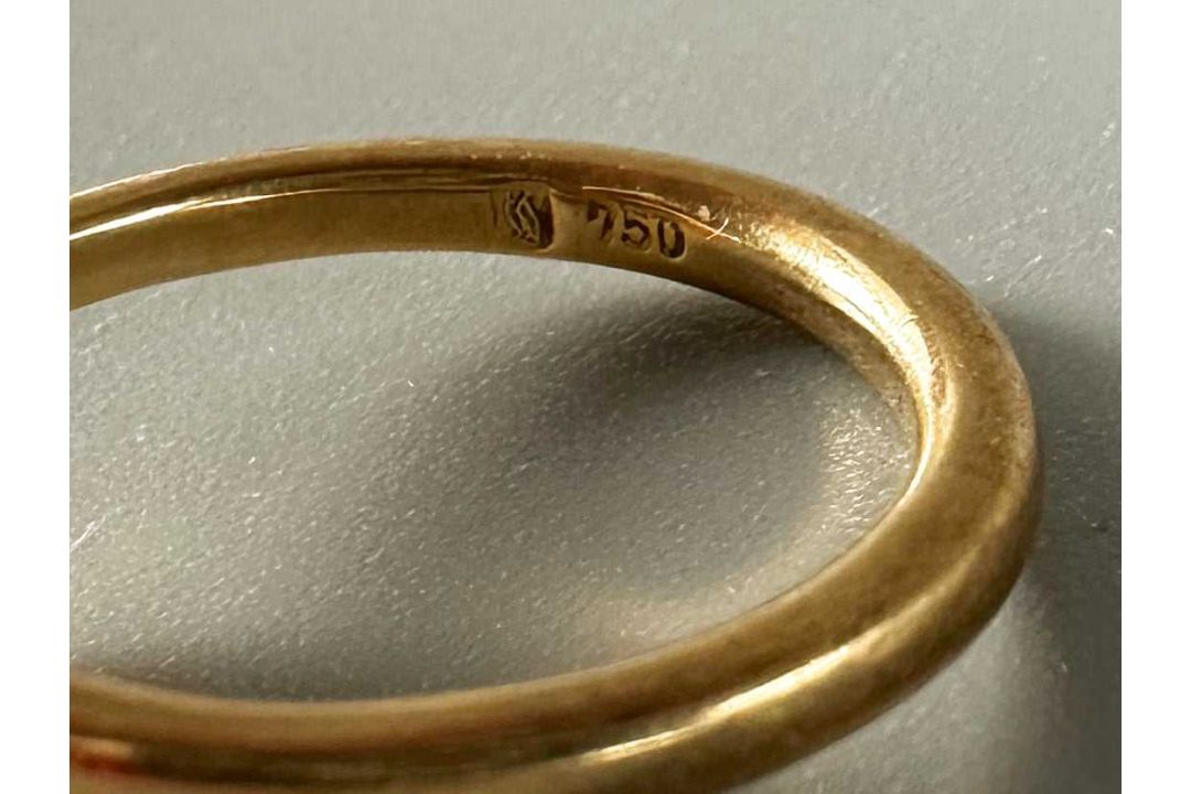 Ring Gold 750, dunkelblauer Stein (evtl. Saphir), Gewicht ca. 5,08 Gramm - Bild 4 aus 5