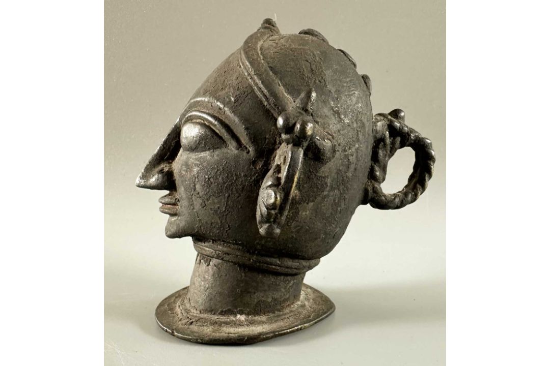 Asiatika Kopf Bronze, evtl Umkreis Indien, ca. 11cm hoch - Bild 3 aus 5