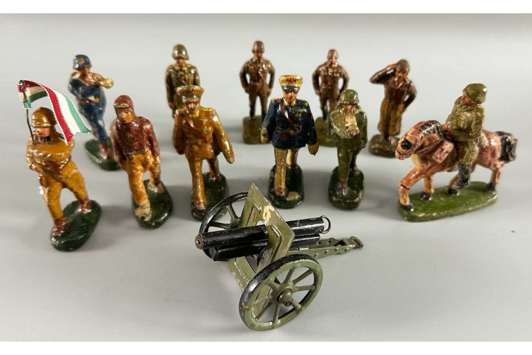 Konvolut alte Masse Soldaten wohl Ungarn, insgesamt 11 Stück, dazu Kanone - Bild 1 aus 7