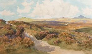 Edwin Charles Pascoe Holman (British, 1882-1955) Link Tor and Hare Tor Dartmoor Watercolour 24.