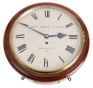 John Moore & Sons, London a mahogany wall clock having an eight-day duration,