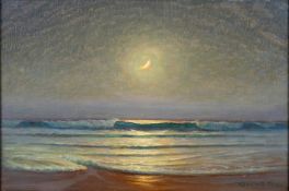 Charles Dunlop Tracey (British, 1870-1948) Moonlight on the shore Oil on canvas 29.
