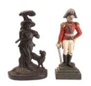 A Victorian cast iron door porter modelled as the Duke of Wellington,