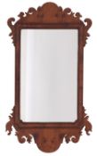 A yew wood framed wall mirror in George I style,