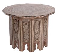 A Levantine stained hardwood and bone sadeli worked low table,
