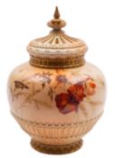 A Royal Worcester porcelain pot pourri vase and covers,