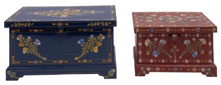 Two Portuguese painted pine coffers,