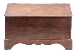 A late George III elm coffer, early 19th century and later elements; the hinged,