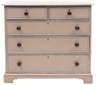 An Edwardian and later painted pine chest of drawers,