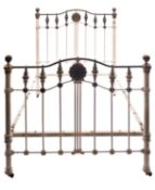 A Victorian painted iron and brass mounted double bed, in Aesthetic style,