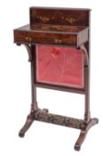 A Regency painted rosewood firescreen,