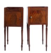 Two similar George III mahogany pot cupboards,