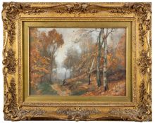 James Herbert Snell (British 1861-1935) Through the Woods Oil on board 23.
