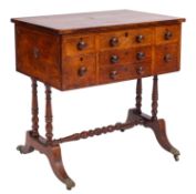 A George IV mahogany and crossbanded sewing table,