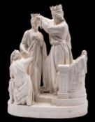 A large Parian group, 'And the king loved Esther above all the women', circa 1870, 50cm high.