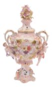A Sitzendorf porcelain vase and cover,