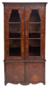 A walnut and glazed cabinet bookcase,