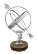 A painted metal armillary sphere,