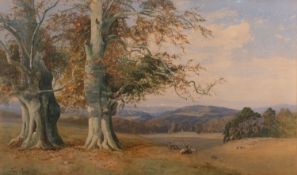 Thomas Pyne (British, 1842 - 1935) Views of Cowdray Park Two watercolours Each 41.