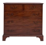 A George III mahogany chest of drawers, late 18th century, the top with moulded edges,
