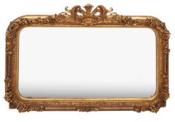 A gilt composition framed rectangular wall mirror in Rococo Revival taste,