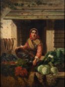 Johannes Engel Masurel (Dutch, 1826-1915) The fish and vegetable seller Oil on panel 35.