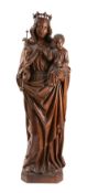 A sculpted oak group of the Madonna and Child, probably French,